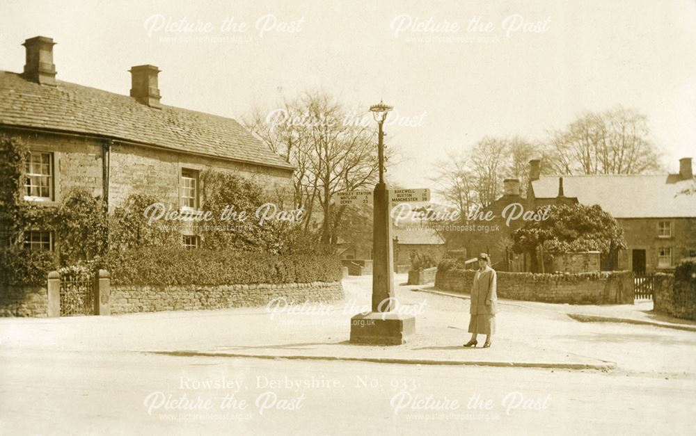 Junction of Dale Road North (A6) and School Lane, Rowsley, 1927