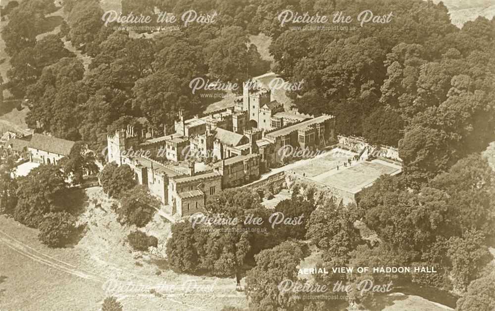 Aerial view of Haddon Hall, Haddon Road, Bakewell, c early 1900s?