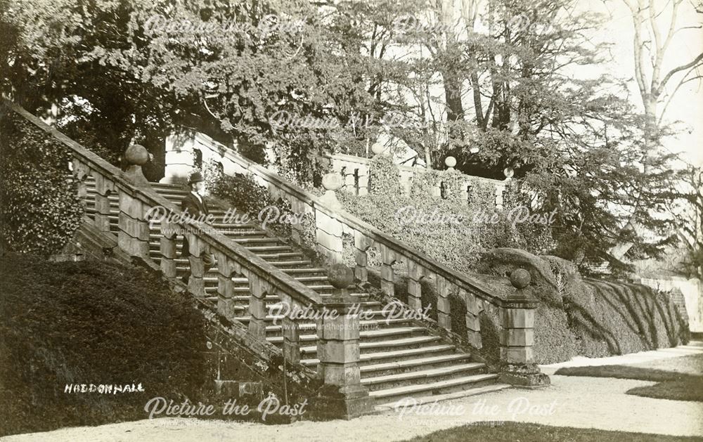 Steps in the Gardens at Haddon Hall, Bakewell, c 1900s