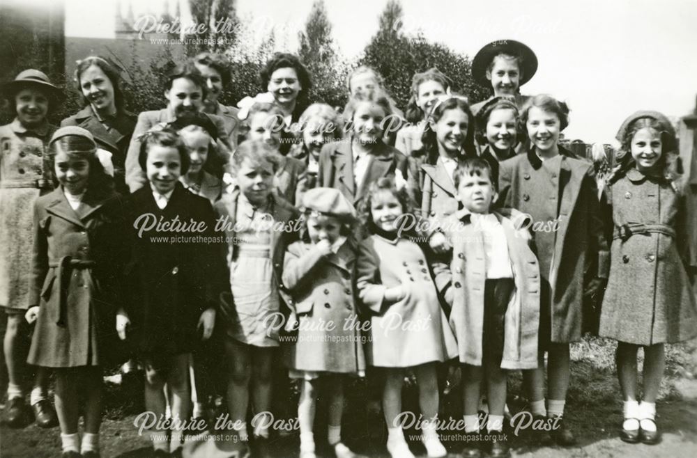 Sunday School Children and Teachers outside St. Michael's Church, South Normanton, 1950s