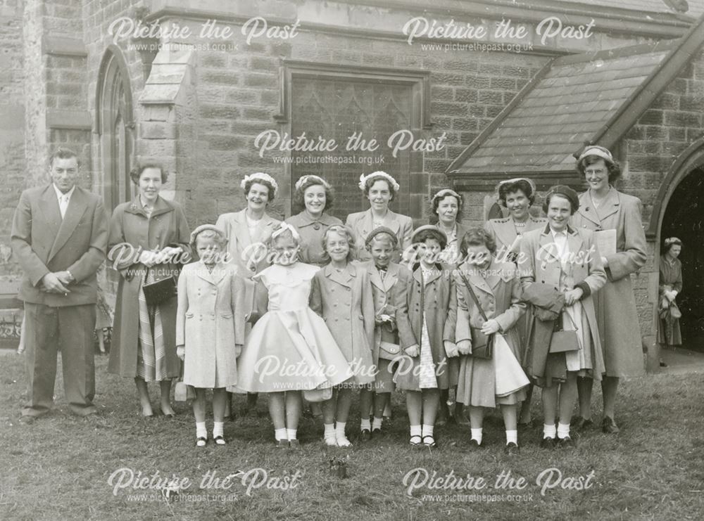 Sunday School Children and Teachers outside St. Michael's Church, South Normanton, 1940s