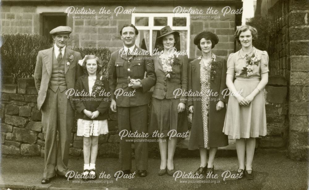 Wedding of Vera Loxley and Corporal Tony Lynch, Matlock, c 1940-45