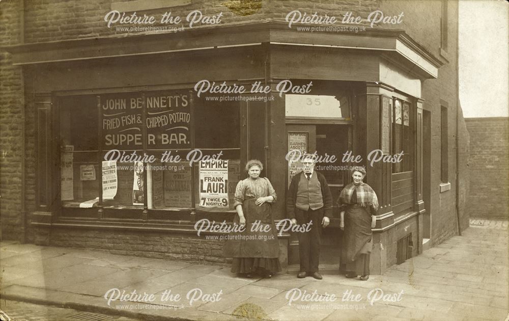 John Bennett's Fried Fish and Chiped Potato Supper Bar, Stockport, c 1910