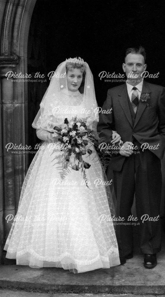 Wedding of Mavis Parkin (nee Partlow) and Philip Parkin, All Saints Church, Church Lane, Heath, c 19