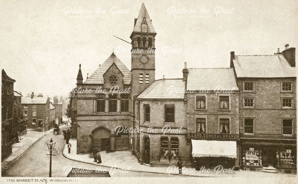 Market Place and Town Hall, corner of Coldwell Street and Market Place, Wirksworth, c 1911