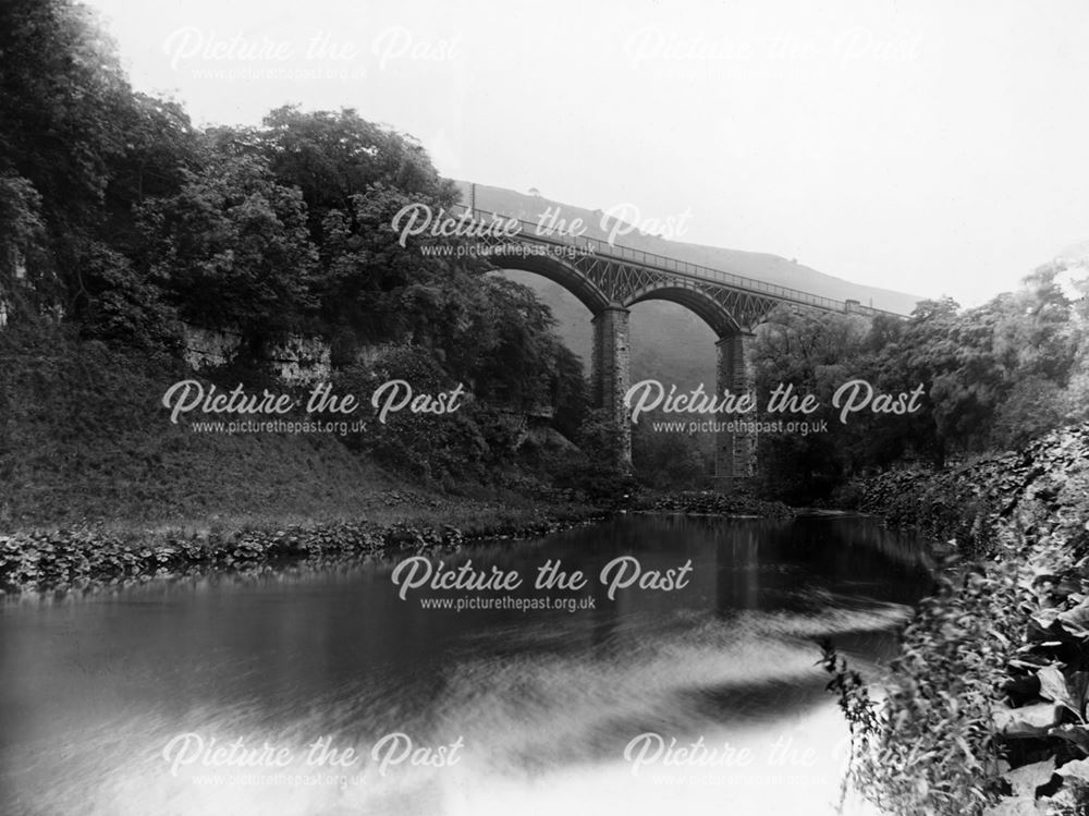 Miller's Dale Viaduct from River Wye, c 1930s