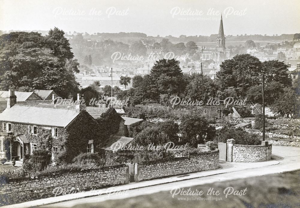 View looking towards All Saint's Church, Bakewell, c 1920s?