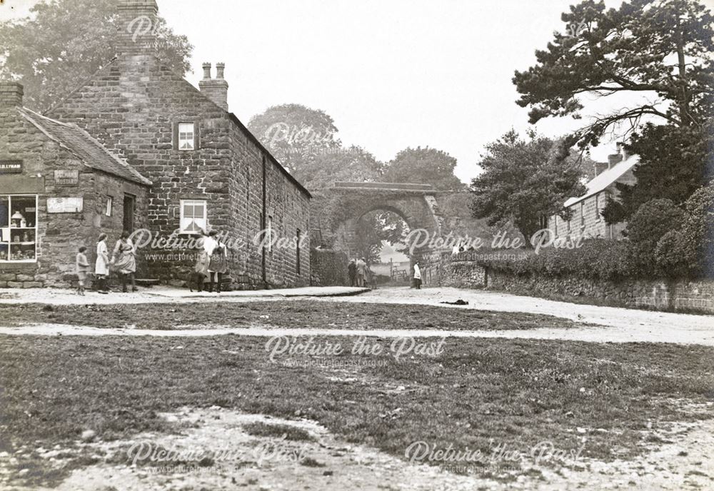 View from Crich Market Place with railway bridge, c 1900s?