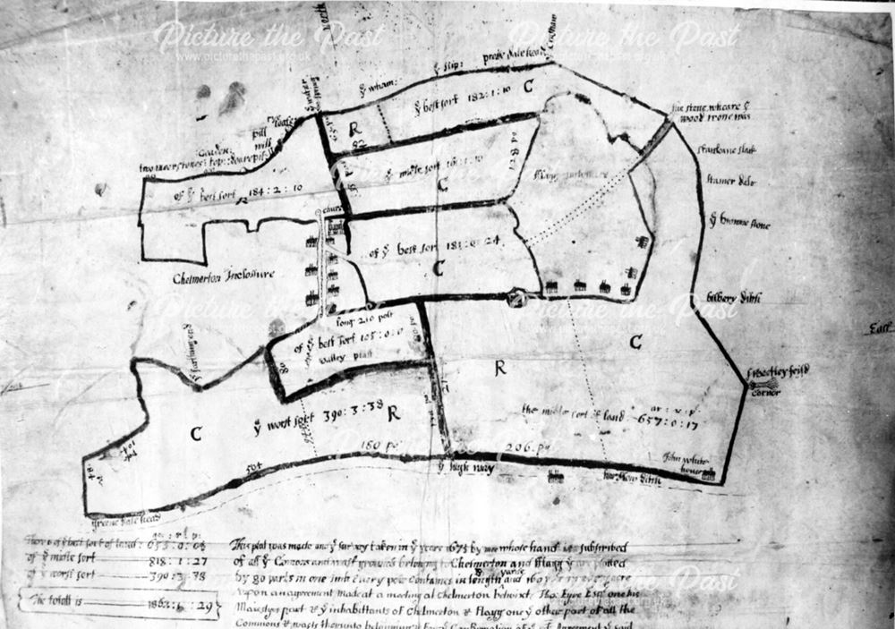 Estate map of Chelmorton, Buxton, 1675