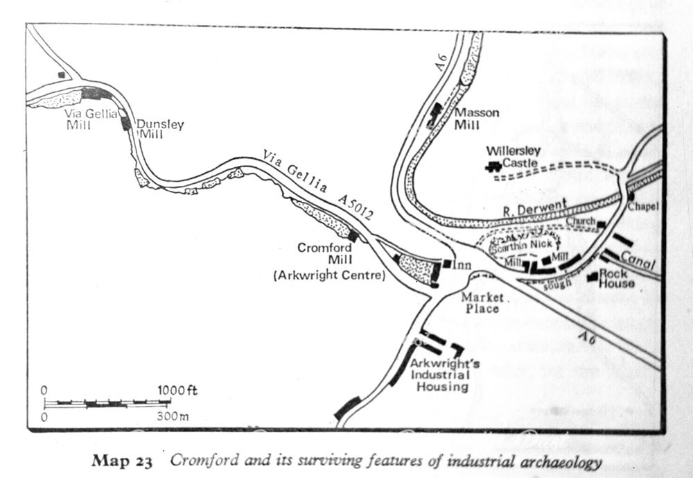 Map of industrial archaeology in Cromford, Matlock, 