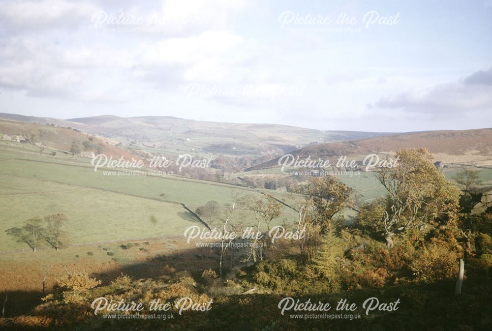View from near Castle Rocks of Gradbach and Dane Valley, 1971