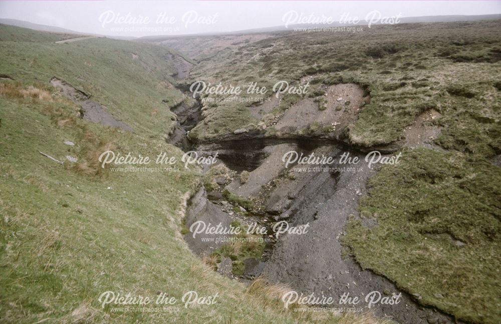 Gorge showing coal measures, Orchard Farm Stream, Dane Valley, c 1970s