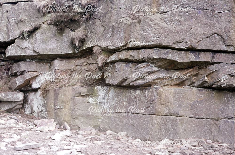 Cross bedding in rough rock, Danebower Colliery, Dane Valley, 1976