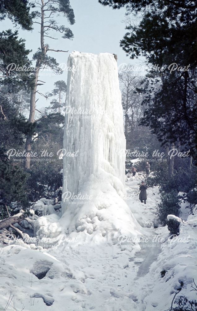 Frozen cascade, Chatsworth Estate, Bakewell, 1963