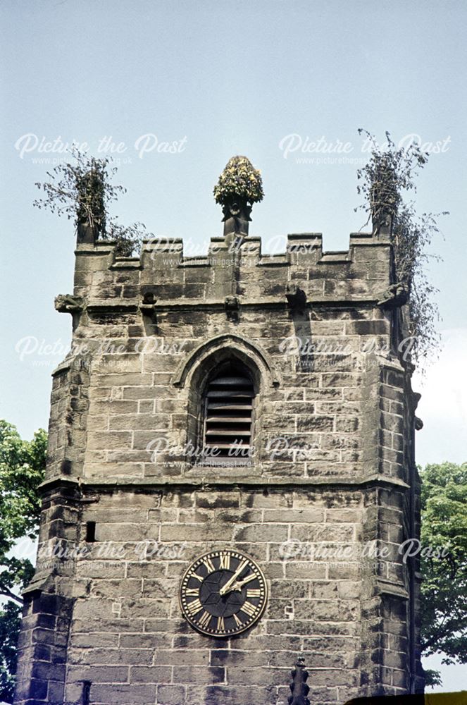 St Edmunds Church after garlanding, Castleton, Hope Valley, 1973