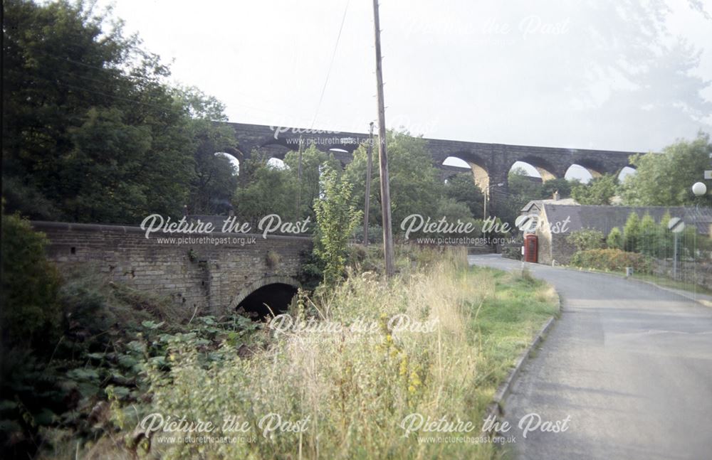 View of railway viaducts from Bowden Lane, Chapel Milton, Chapel-en-le-Frith, c 1980s