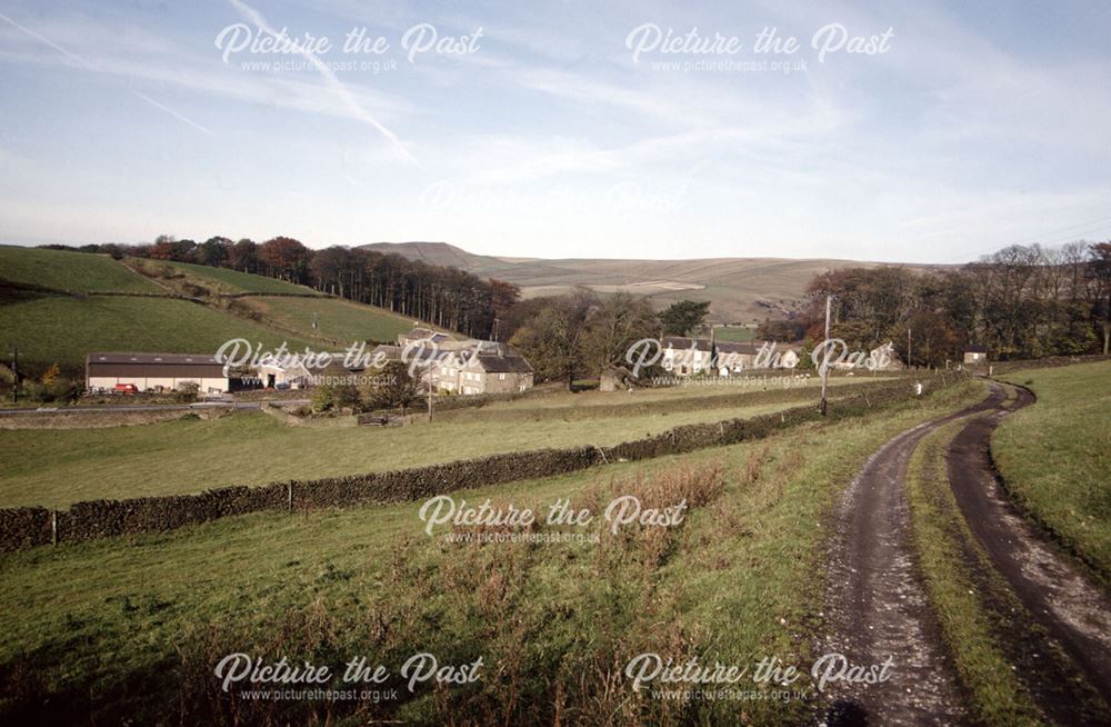 View of Slackhall and Slackhall Farm, Chapel-en-le-Frith, High Peak, 1992