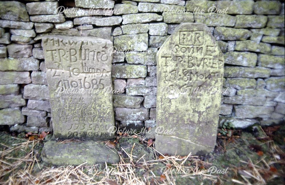 Grave inscriptions, Graveyard, Slackhall, Chapel-en-le-Frith, High Peak, 1992