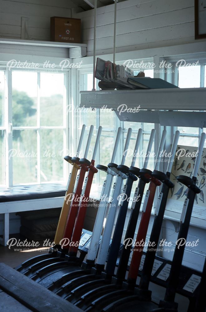 Interior of Hartington Signal Box, CHPR, 1977