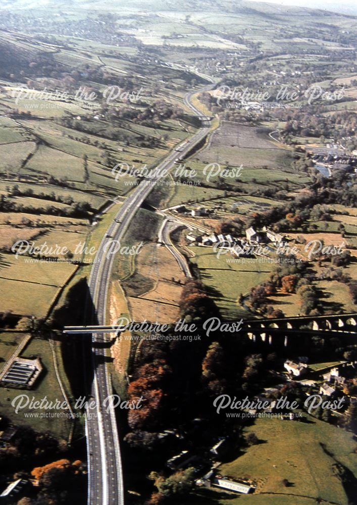 Aerial View of A6 and Railway Viaducts at Chapel Milton, 1988