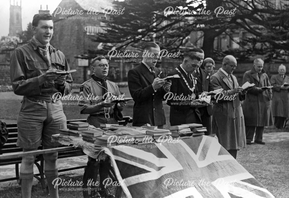 Belper Coronation Service in the War Memorial Gardens, King Street, Belper, 1953