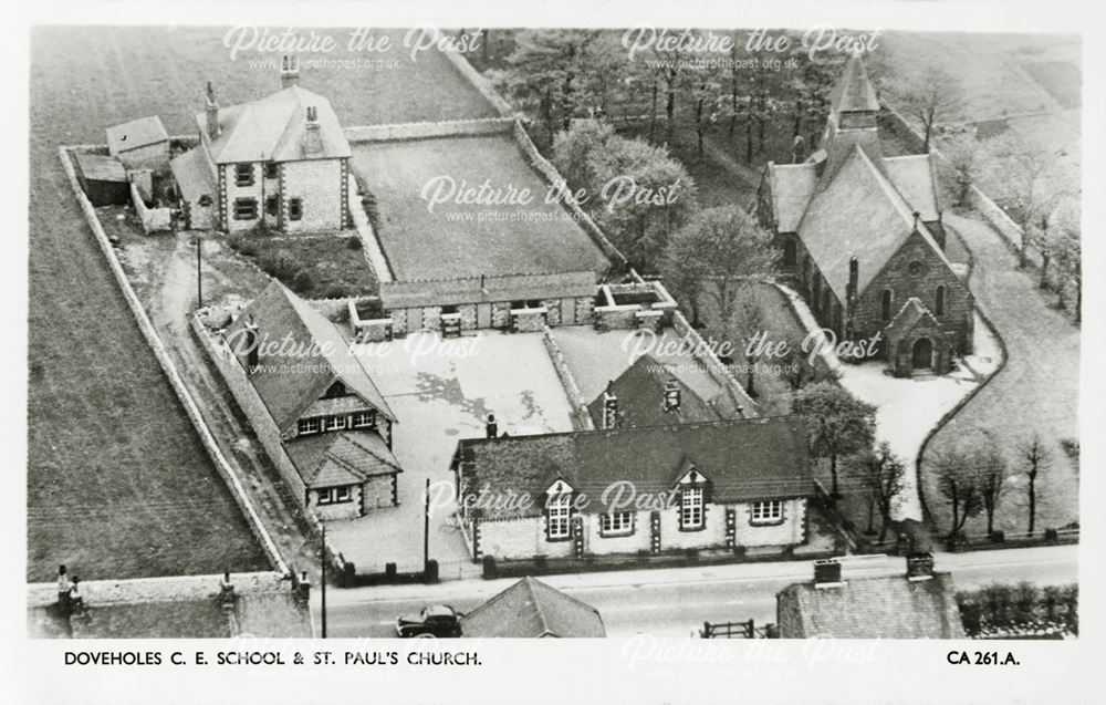 Church of England School and St Paul's Church, Dove Holes, 1958