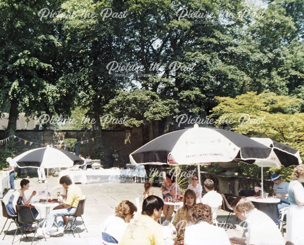 Dining at Thornbridge Hall, Great Longstone, c 1970s