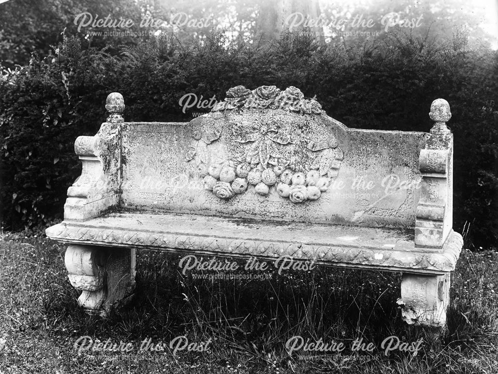 Stone Carved Bench, Thornbridge Hall, Great Longstone, c 1970s