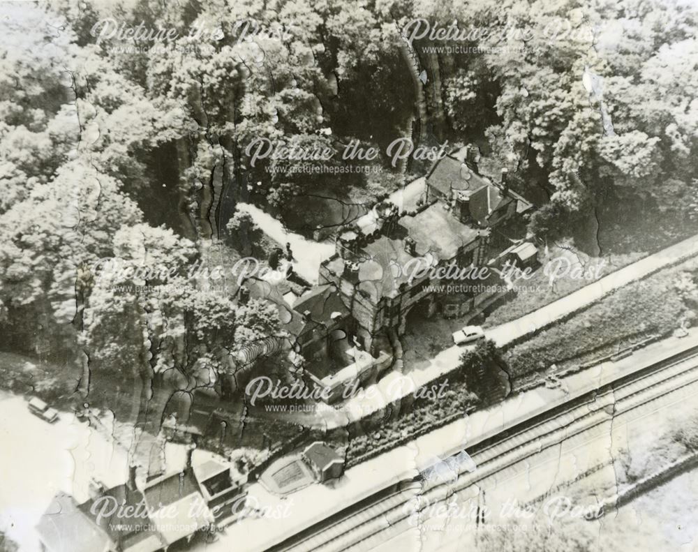 Aerial Veiw of Thornbridge Hall, Great Longstone, c 1950s?