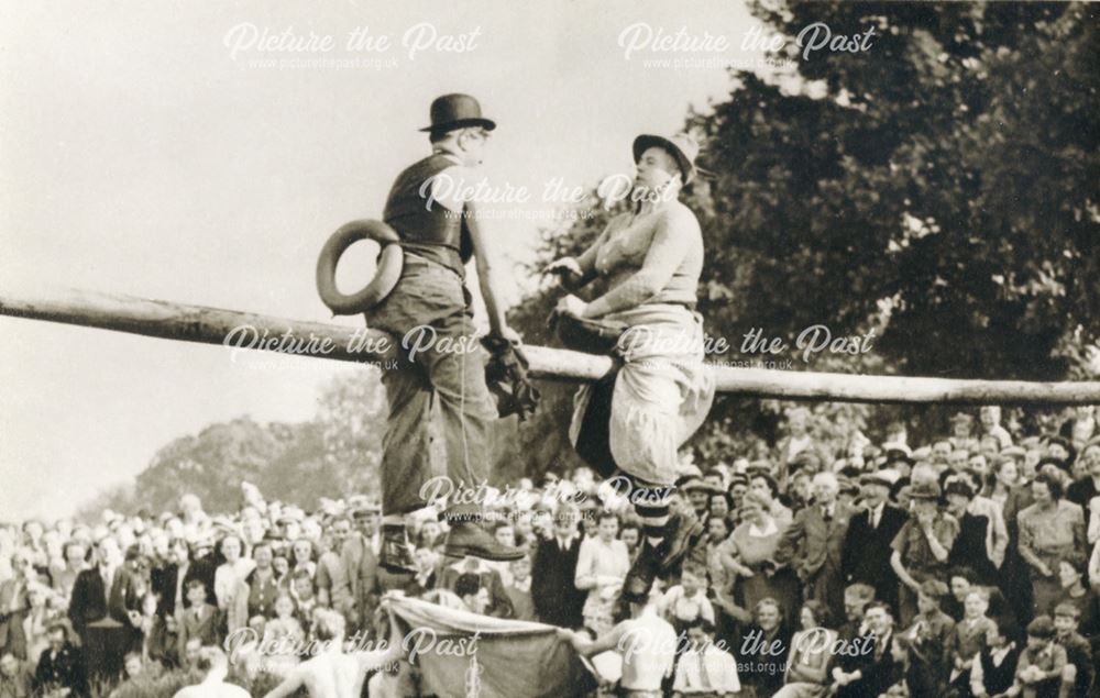 Carnival Crowd Watching Two Men on the andquot;Slippery Poleandquot;, The Park, Bakewell, 1949