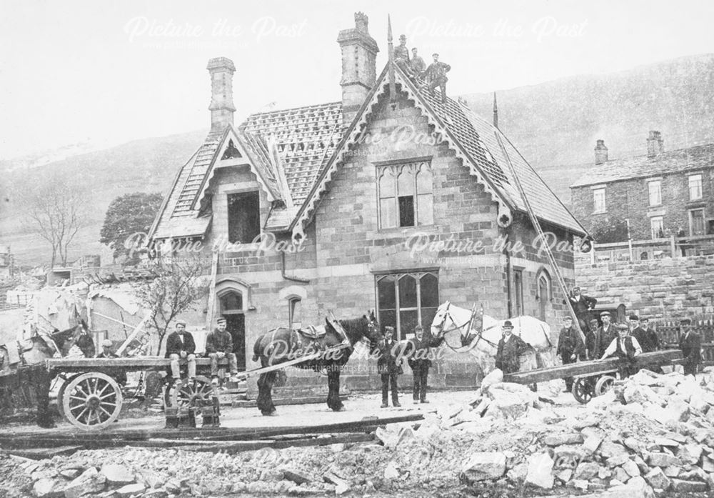 Demolition of the First Chinley Railway Station, Cracken Close, Chinley, 1901