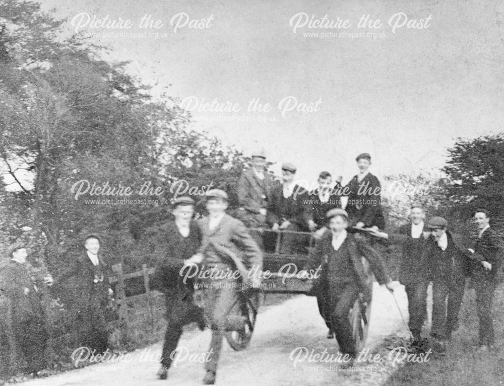 Lads Club Running with Carts, Chinley, c 1900s