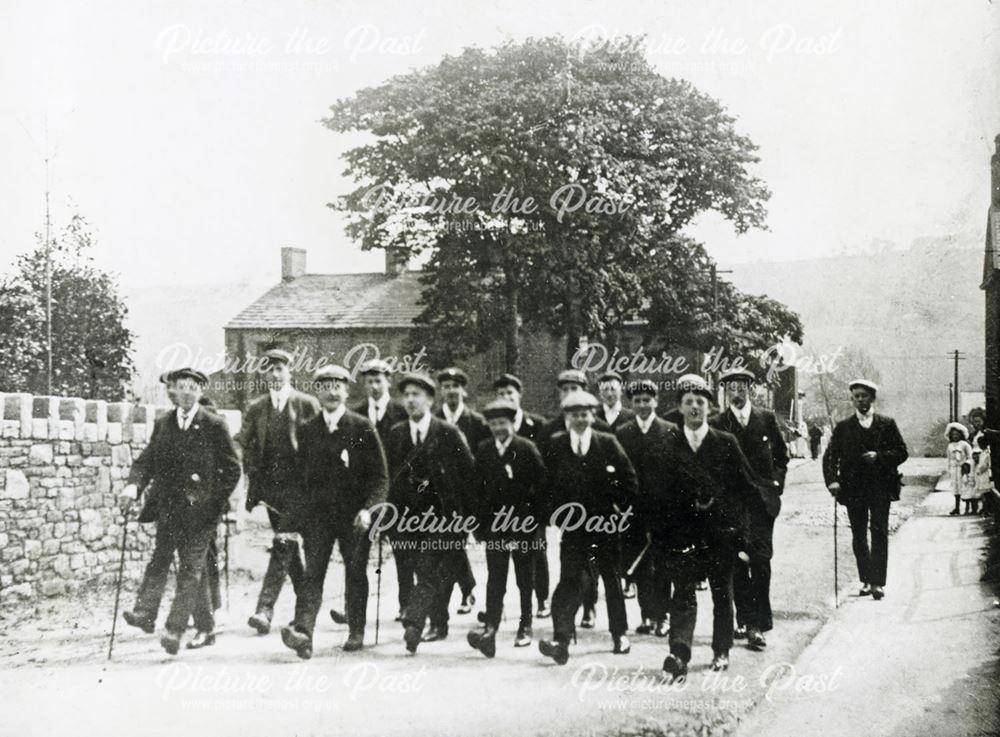 Lads Club Setting off on a Walk, Chinley, c 1900s