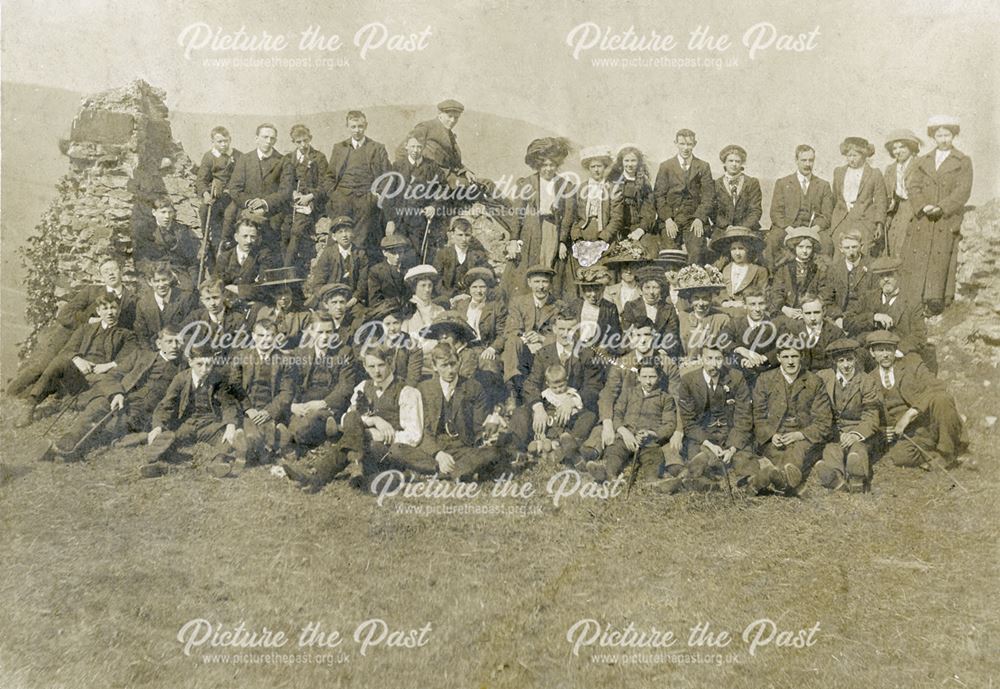 Chinley Lads Club with Families, Unknown Location, c 1900s