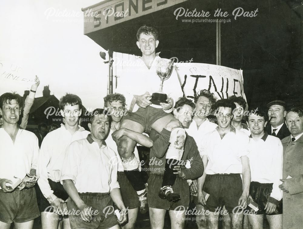 Chinley AFC Celebrating Champion Win, Chinley, 1960s