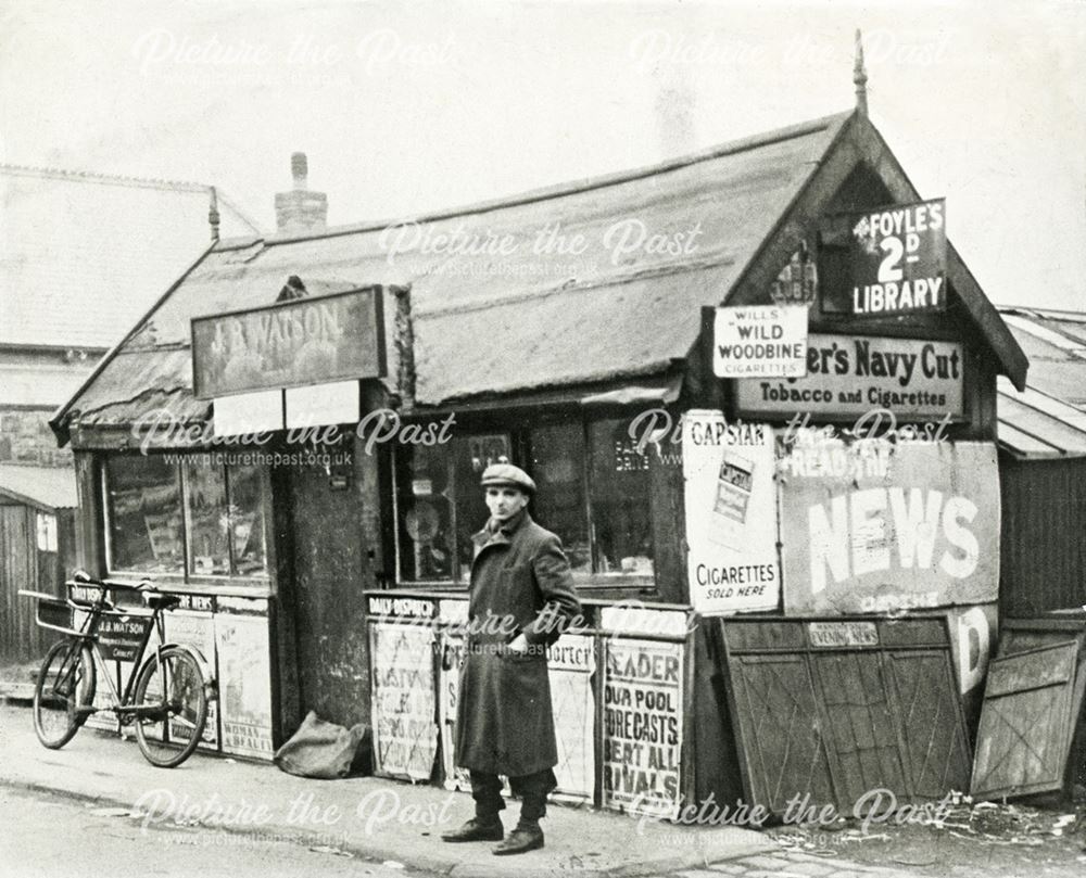 Joe Watson Outside the Old Wooden Hut, Lower Lane, Chinley, c 1930s