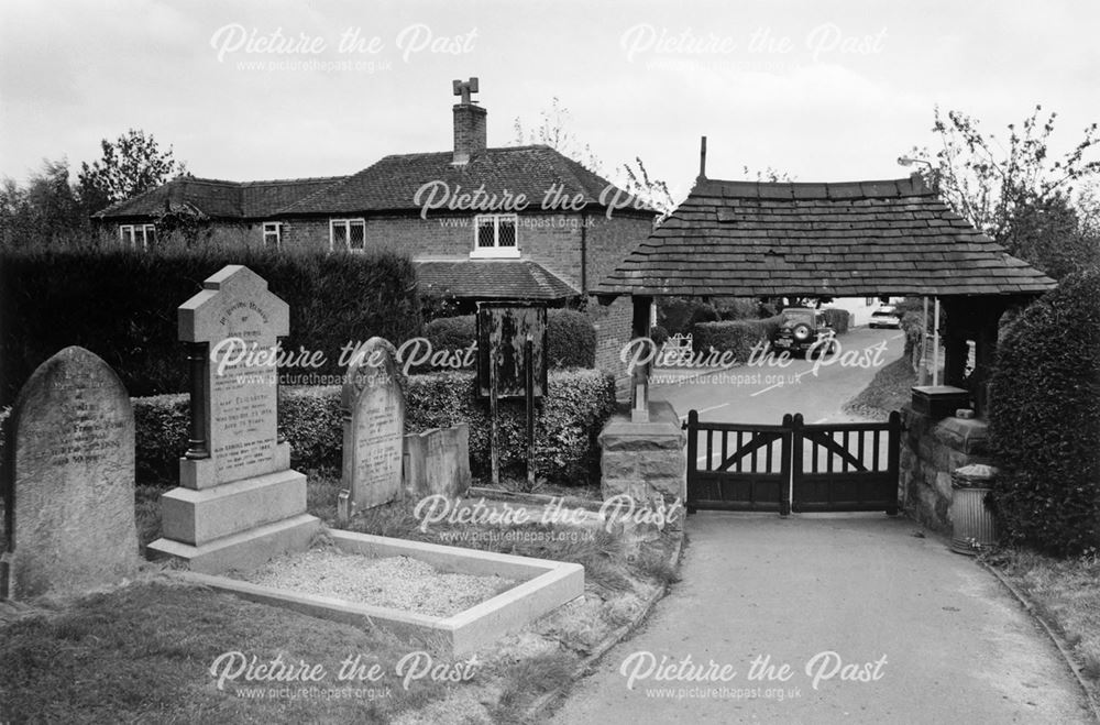 Lychgate St Giles' Parish Church and Holly Cottage, Pearl Bank, Marston Montgomery, 2003