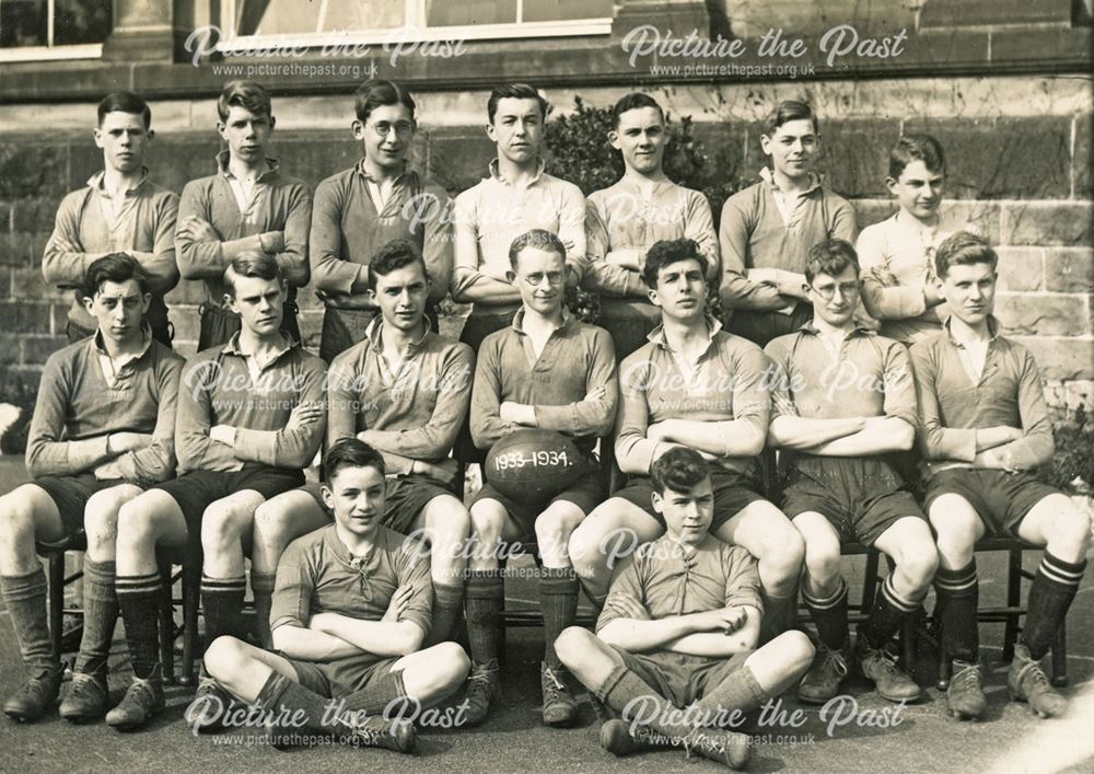 Earnest Bailey Grammar School Rugby Team, New Street, Matlock, 1933-34