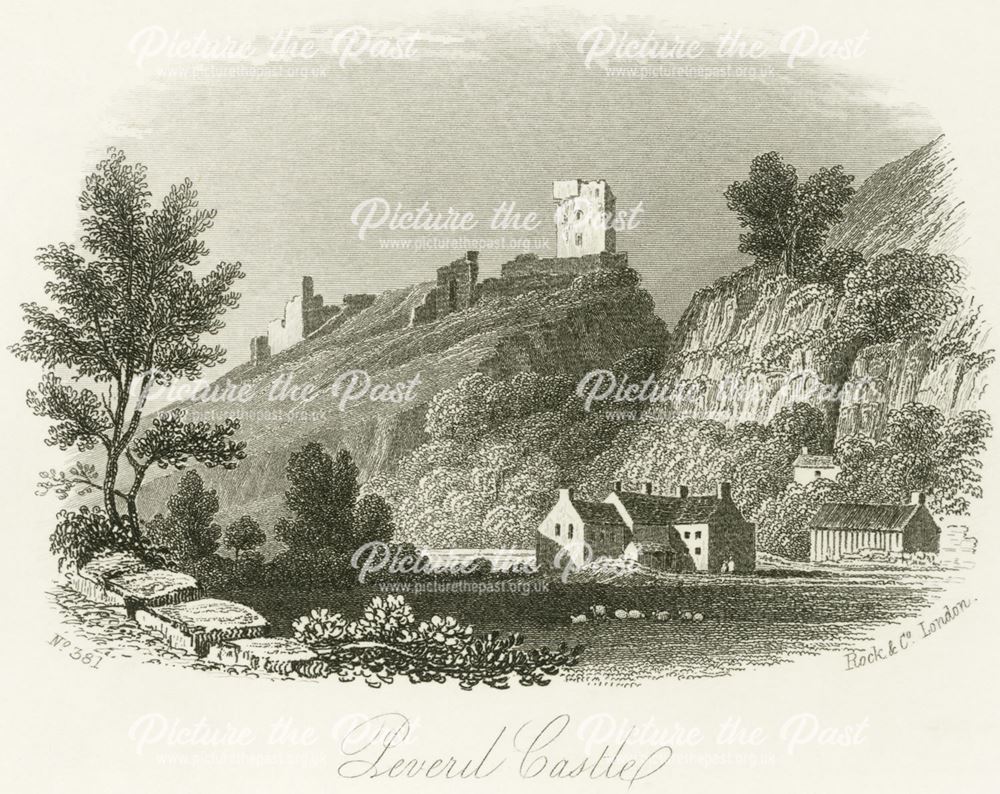 North west view of Peveril Castle, Castleton, c 1830s-70s