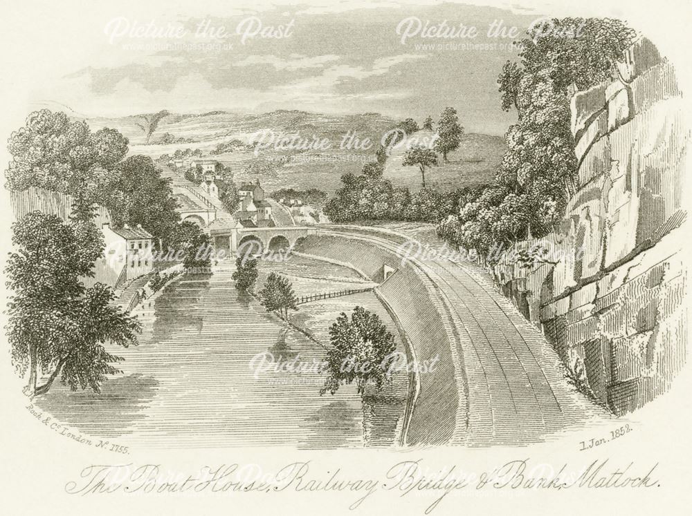 The Boat House, Railway Bridge and Bank, Matlock, 1851