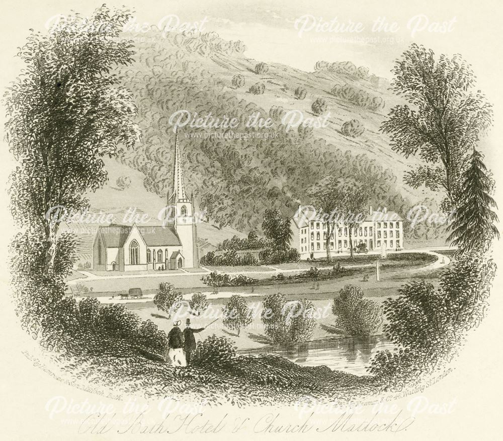 Trinity Church and Old Bath Hotel, off Derby Road, Matlock, c 1830s-70s