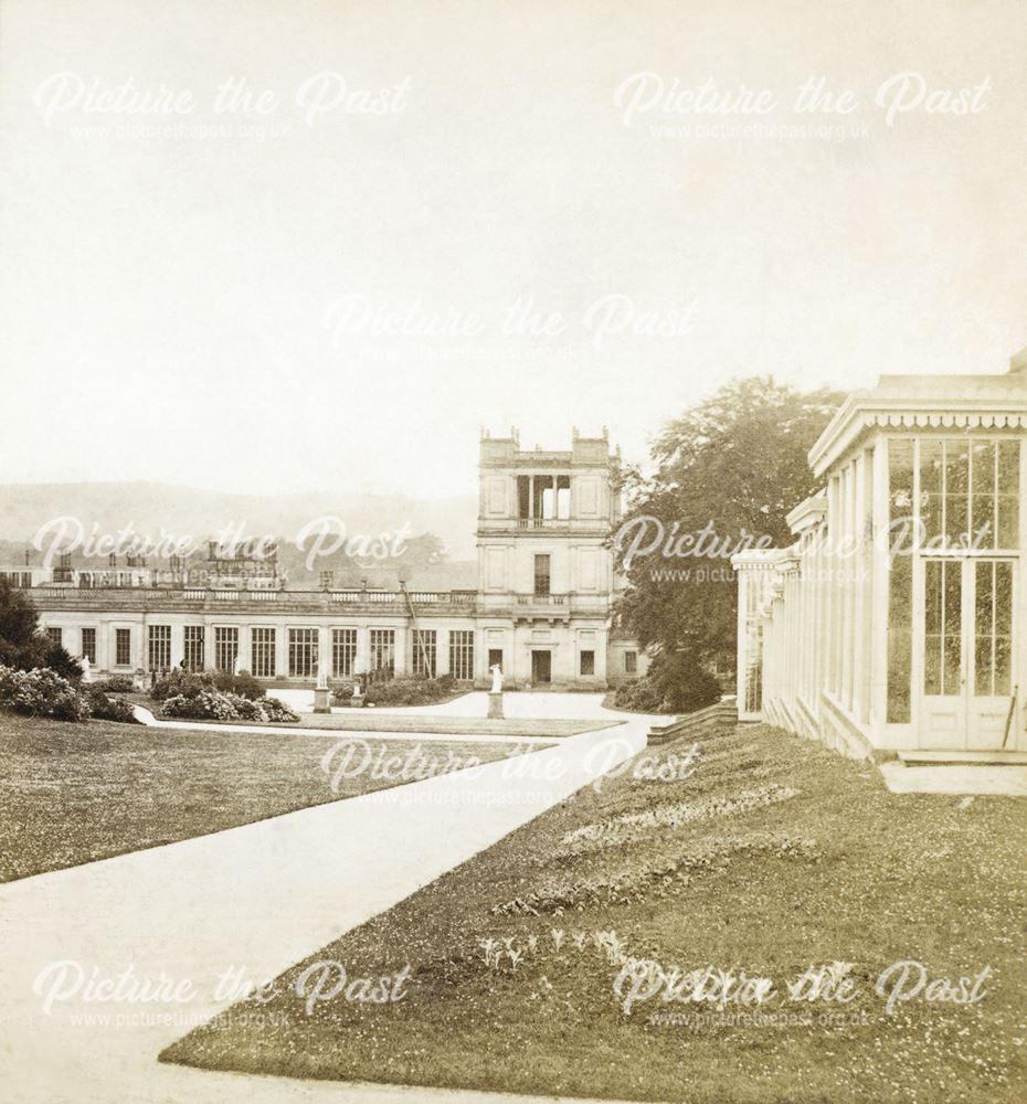 Pavillion and Orangery, Chatsworth Gardens, Chatsworth, c 1868