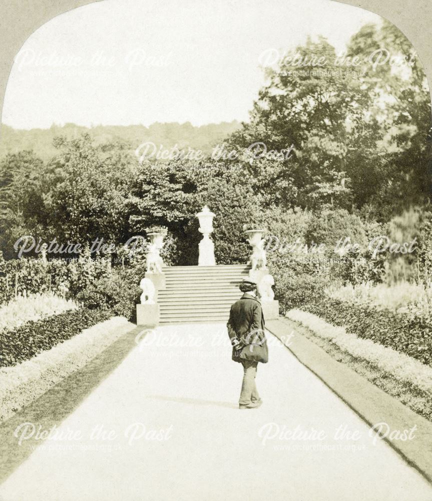 The Walk from the Orangery to the French Flower Garden, Chatsworth Gardens, Chatsworth, c 1868