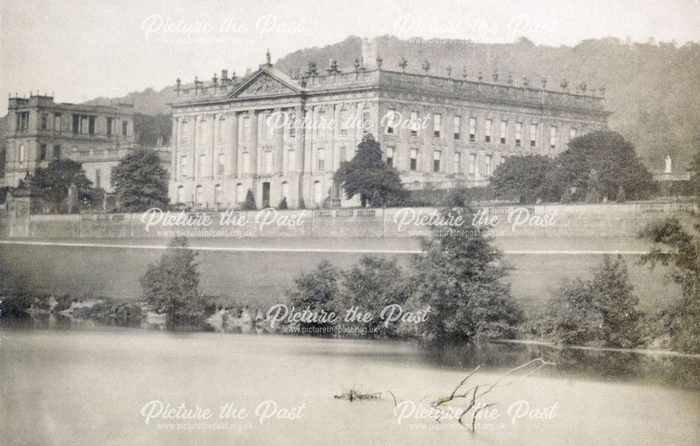 Chatsworth House from across the river, Chatsworth, c 1868