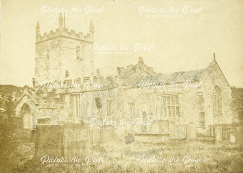 Old St. Peter's Church from South, Edensor, c 1860s
