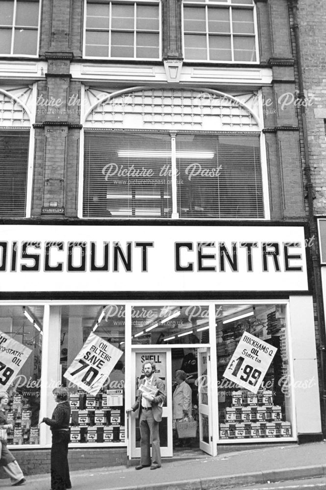 Shop front of Nos 54 and 56, Bath Street, Ilkeston, 1977