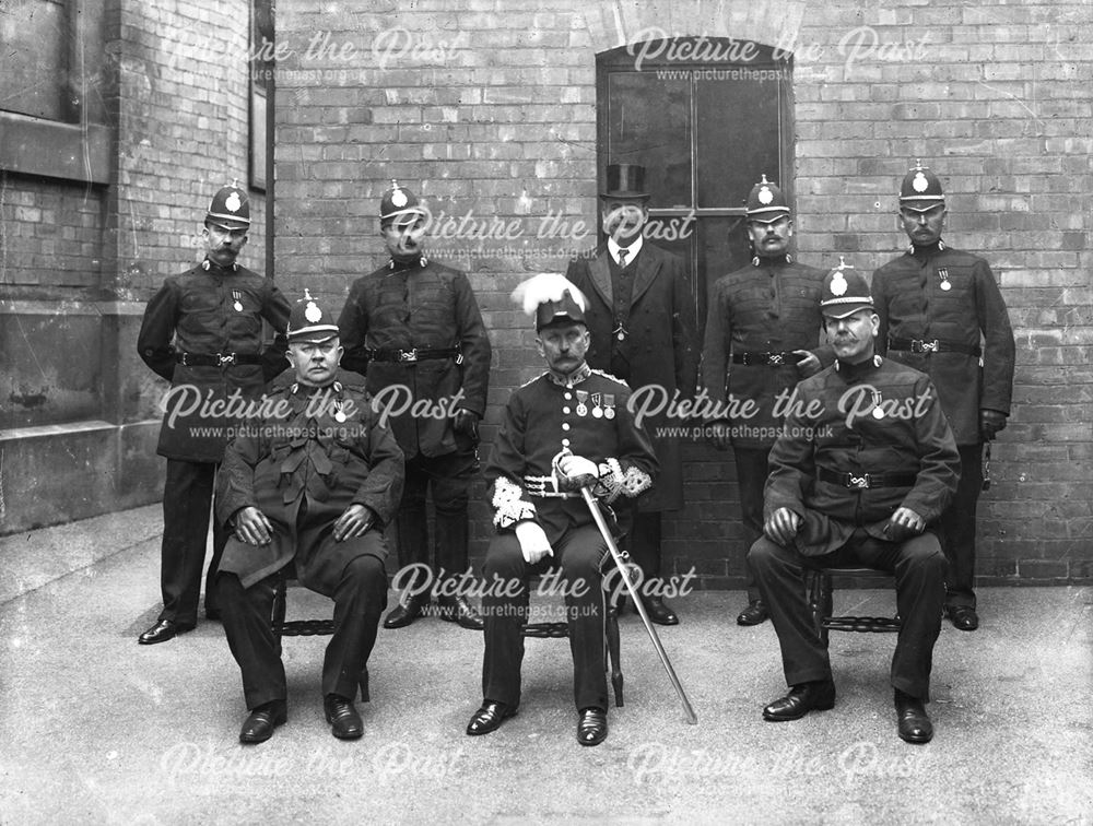 Group of police officers etc, unidentified location, c 1900 ?