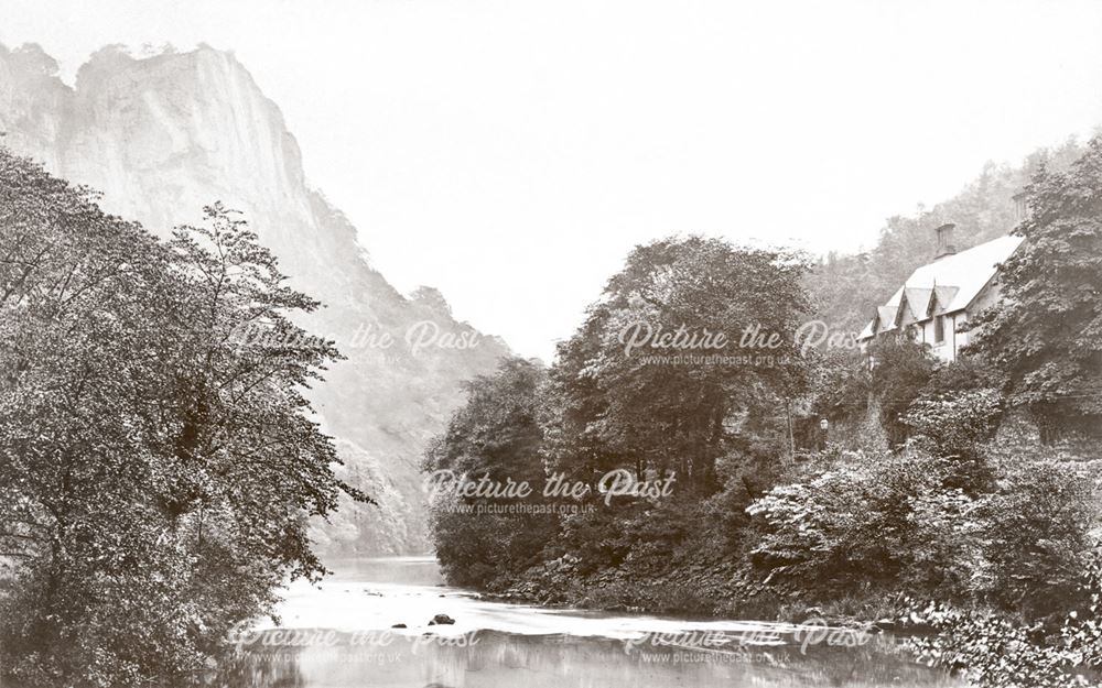 River Derwent and High Tor, Matlock Bath, c 1880s