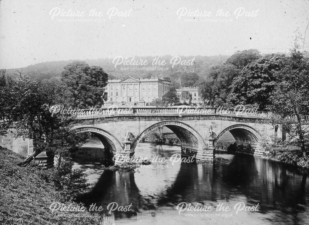 Chatsworth House and Bridge, c 1900