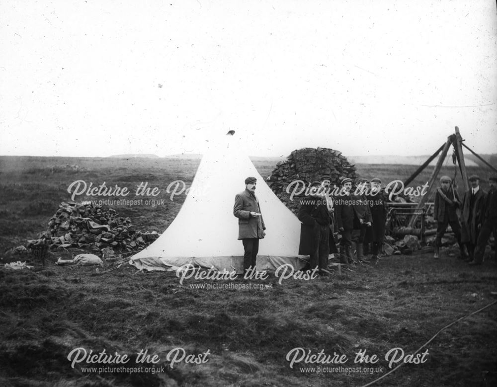 Cavers' moorland expedition camp site, c 1900